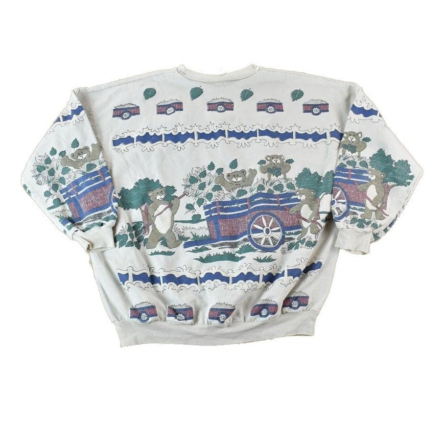 Vintage 1980s AOP Teddy Bear Picnic Crewneck Sweatshirt Women's M from propervintagecanada