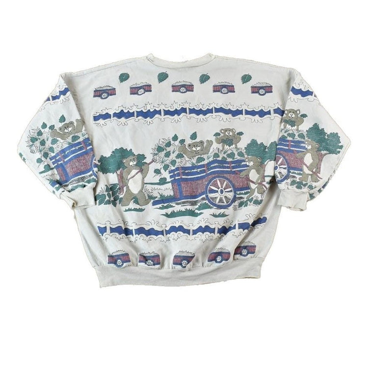 Vintage 1980s AOP Teddy Bear Picnic Crewneck Sweatshirt Women's M from propervintagecanada