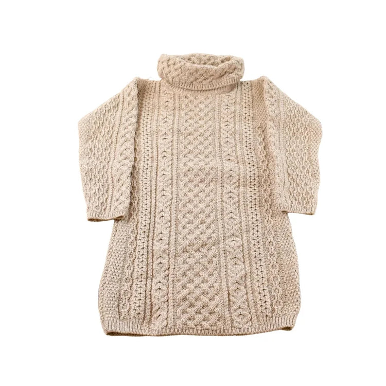 Vintage 1980s Aran Sweater Market Long Fisherman Ribbed Wool Knit Sweater Women's S Long from propervintagecanada
