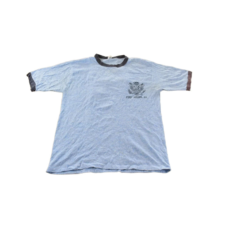 Vintage 1980s Army Fort Gordon Graphic Ringer T-Shirt Men's L from propervintagecanada