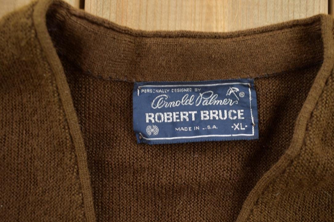 Vintage 1980s Arnold Palmer Robert Bruce Knit Cardigan Sweater Men's M from propervintagecanada