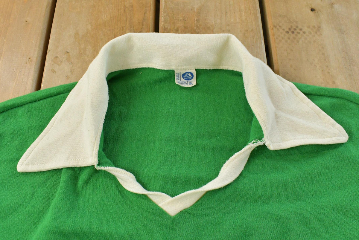 Vintage 1980s Artex Blank Green Pullover Polo Shirt Men's M from propervintagecanada