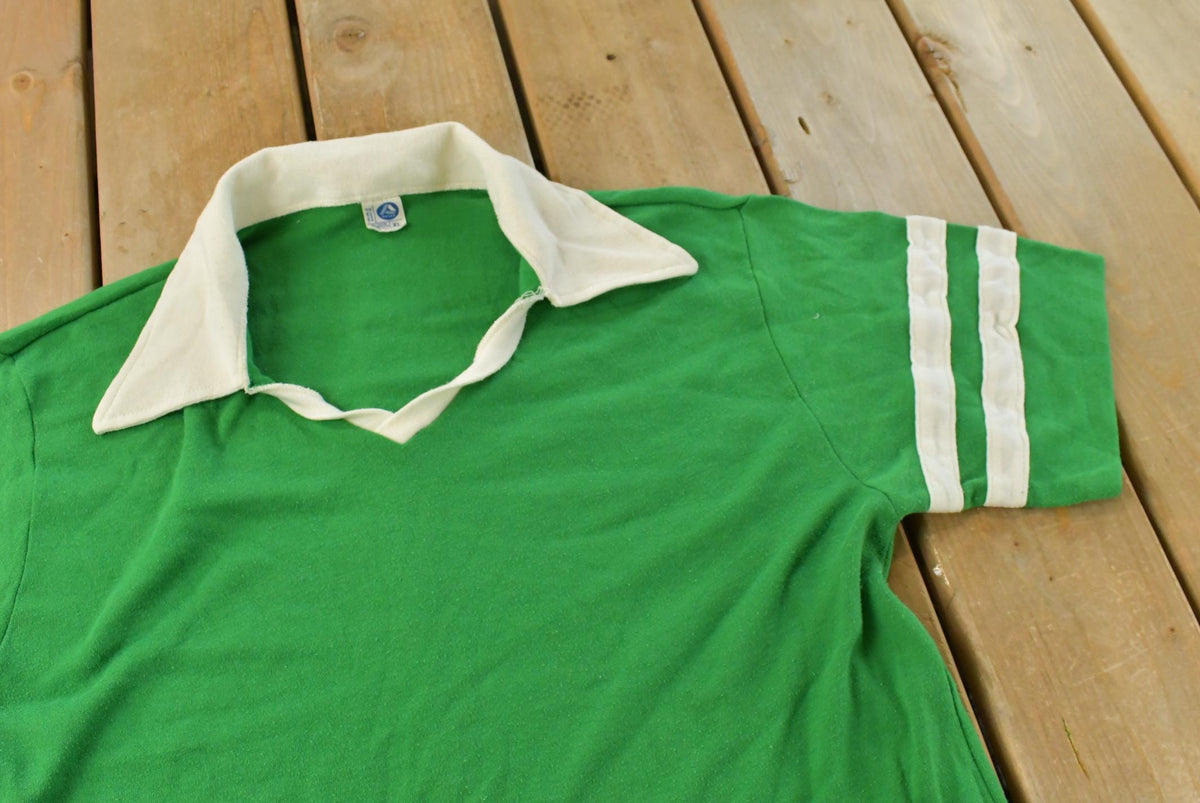 Vintage 1980s Artex Blank Green Pullover Polo Shirt Men's M from propervintagecanada