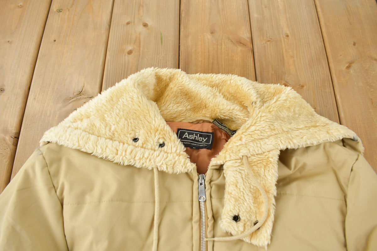 Vintage 1980s Ashley Beige Fur Collar Light Weight Jacket from propervintagecanada