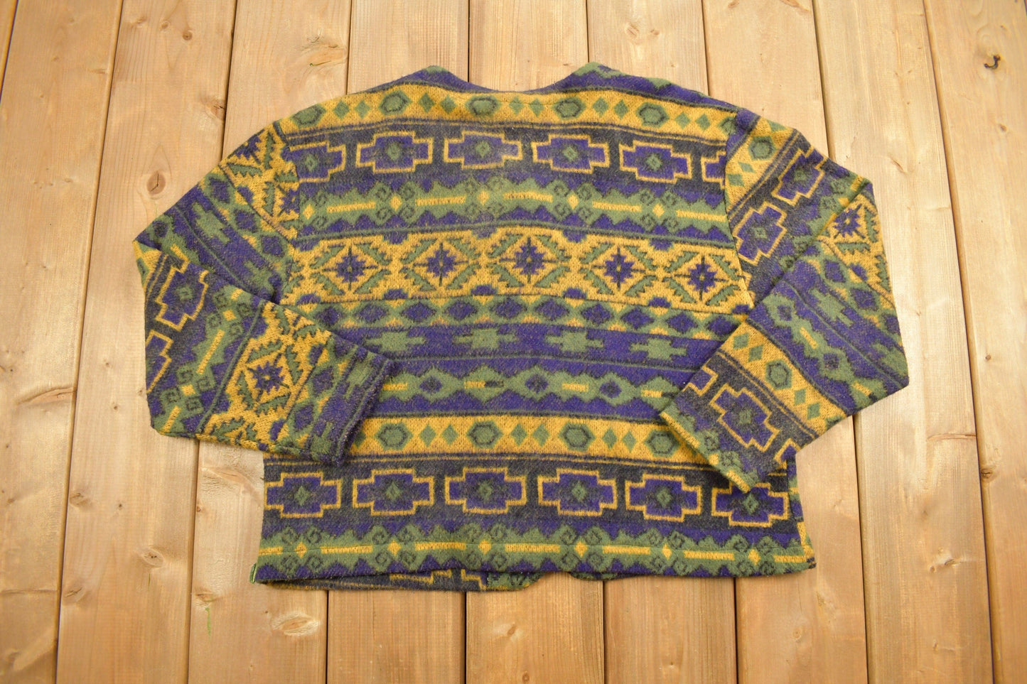 Vintage 1980s Ashly Brent Knitted Cardigan / Vintage 80s Cardigan / Pattern Sweater / Outdoorsman / Winter / Abstract Design from propervintagecanada