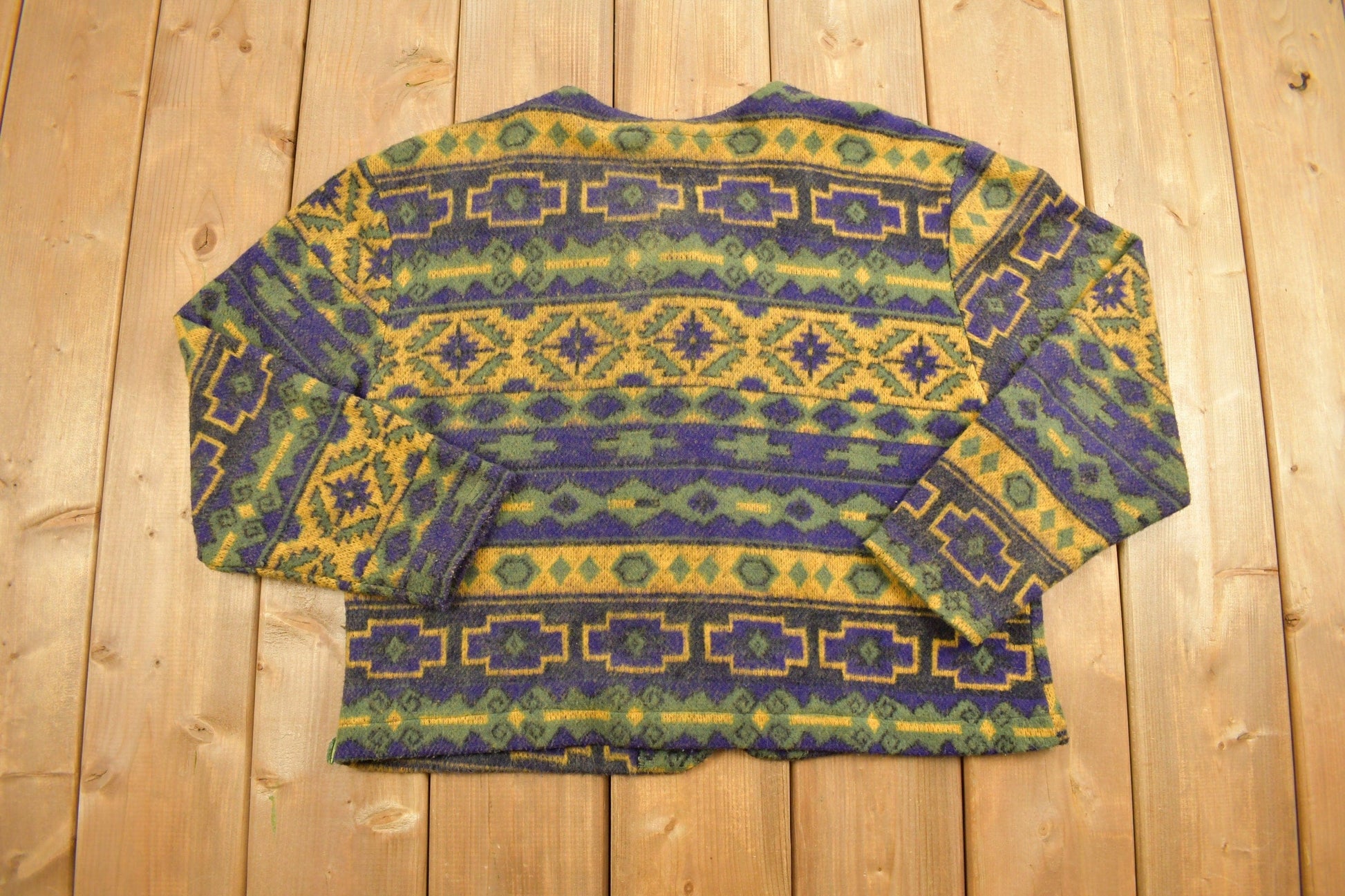 Vintage 1980s Ashly Brent Knitted Cardigan / Vintage 80s Cardigan / Pattern Sweater / Outdoorsman / Winter / Abstract Design from propervintagecanada