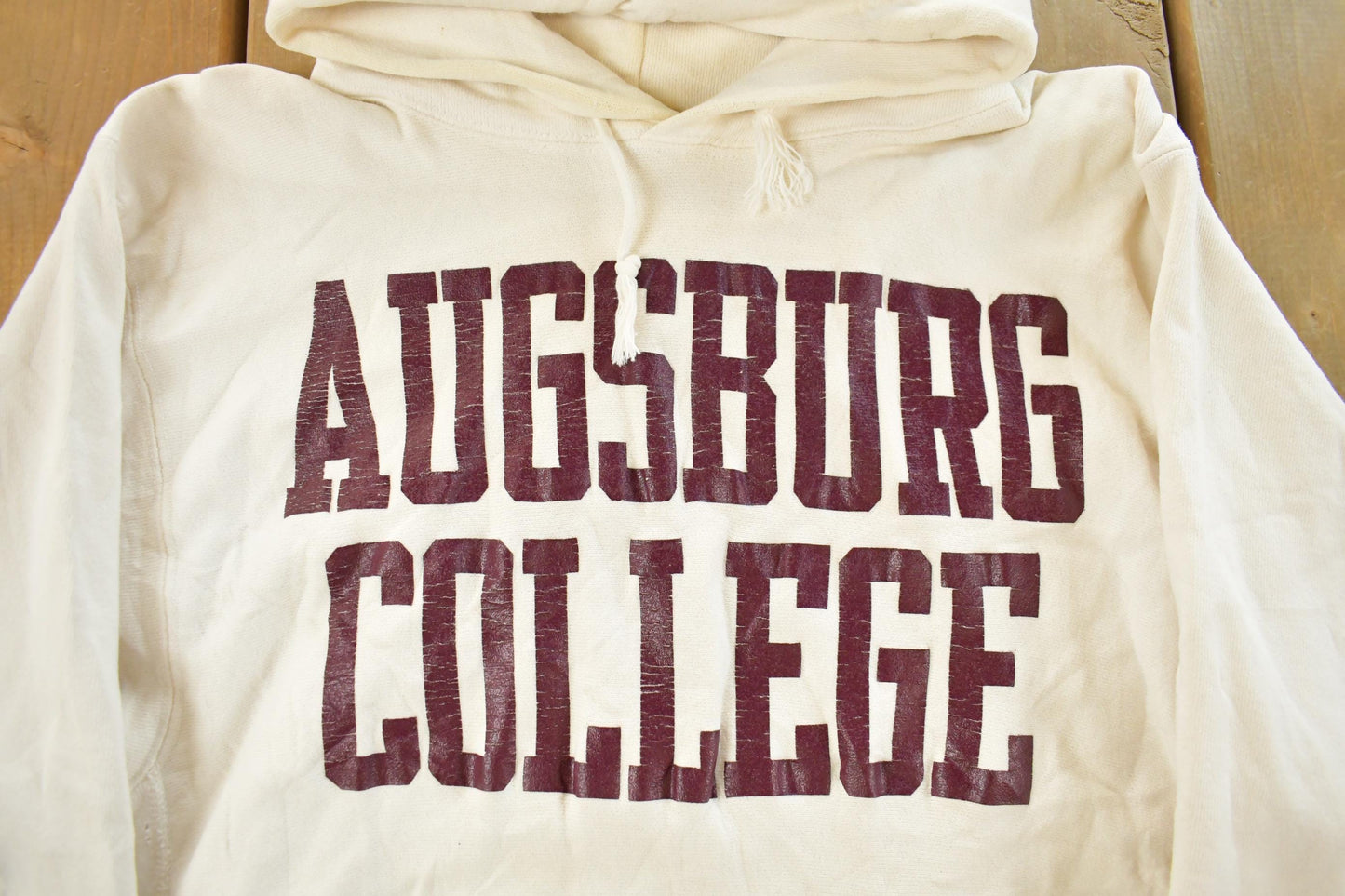 Vintage 1980s Augsburg College Champion Reverse Weave Warmup Hoodie Men's L from propervintagecanada