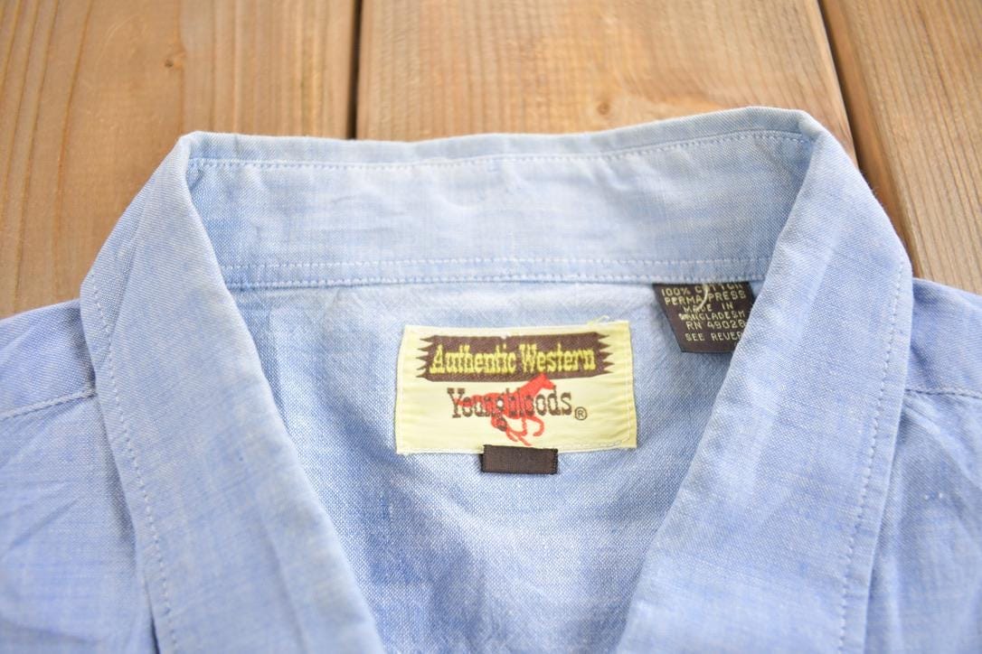 Vintage 1980s Authentic Western Youngbloods Blank Pearl Button Up Shirt Men's XL from propervintagecanada