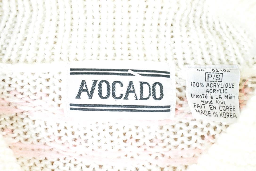 Vintage 1980s Avocado Knit Abstract Pattern Crewneck Sweater Womens S from propervintagecanada
