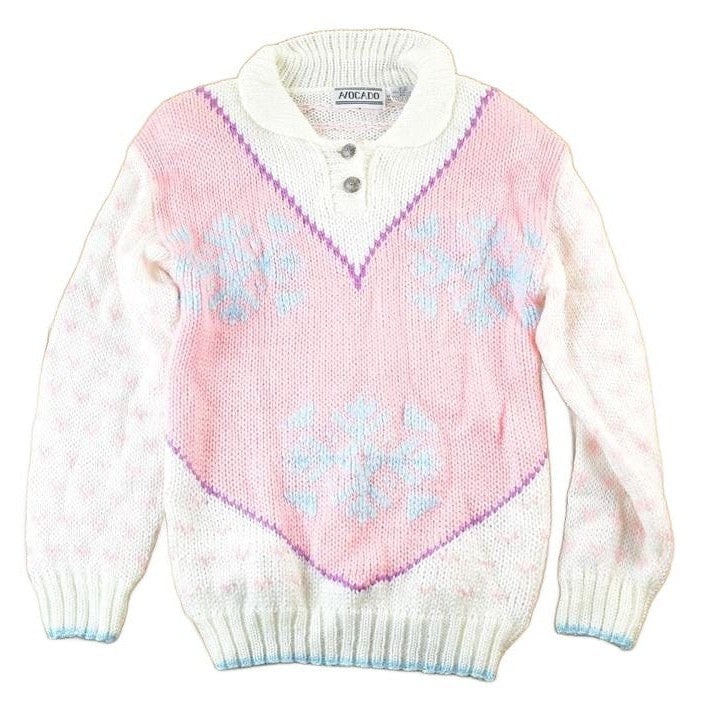 Vintage 1980s Avocado Knit Abstract Pattern Crewneck Sweater Womens S from propervintagecanada