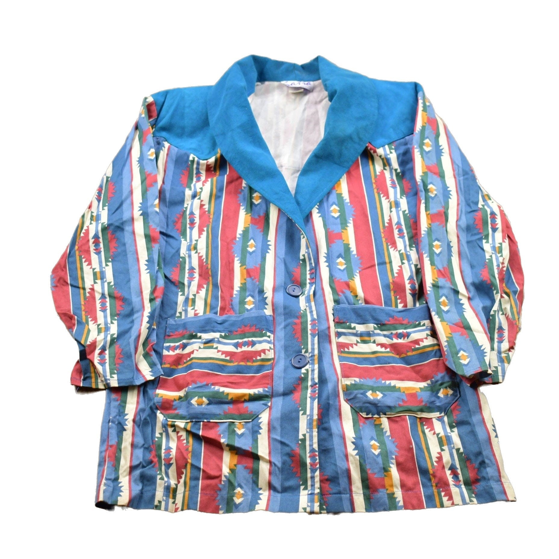 Vintage 1980s Aztec Pattern Button Up Blazer Jacket Men's Small from propervintagecanada