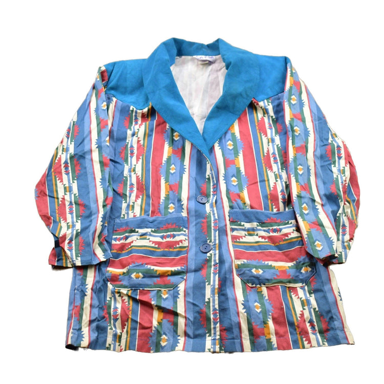 Vintage 1980s Aztec Pattern Button Up Blazer Jacket Men's Small from propervintagecanada