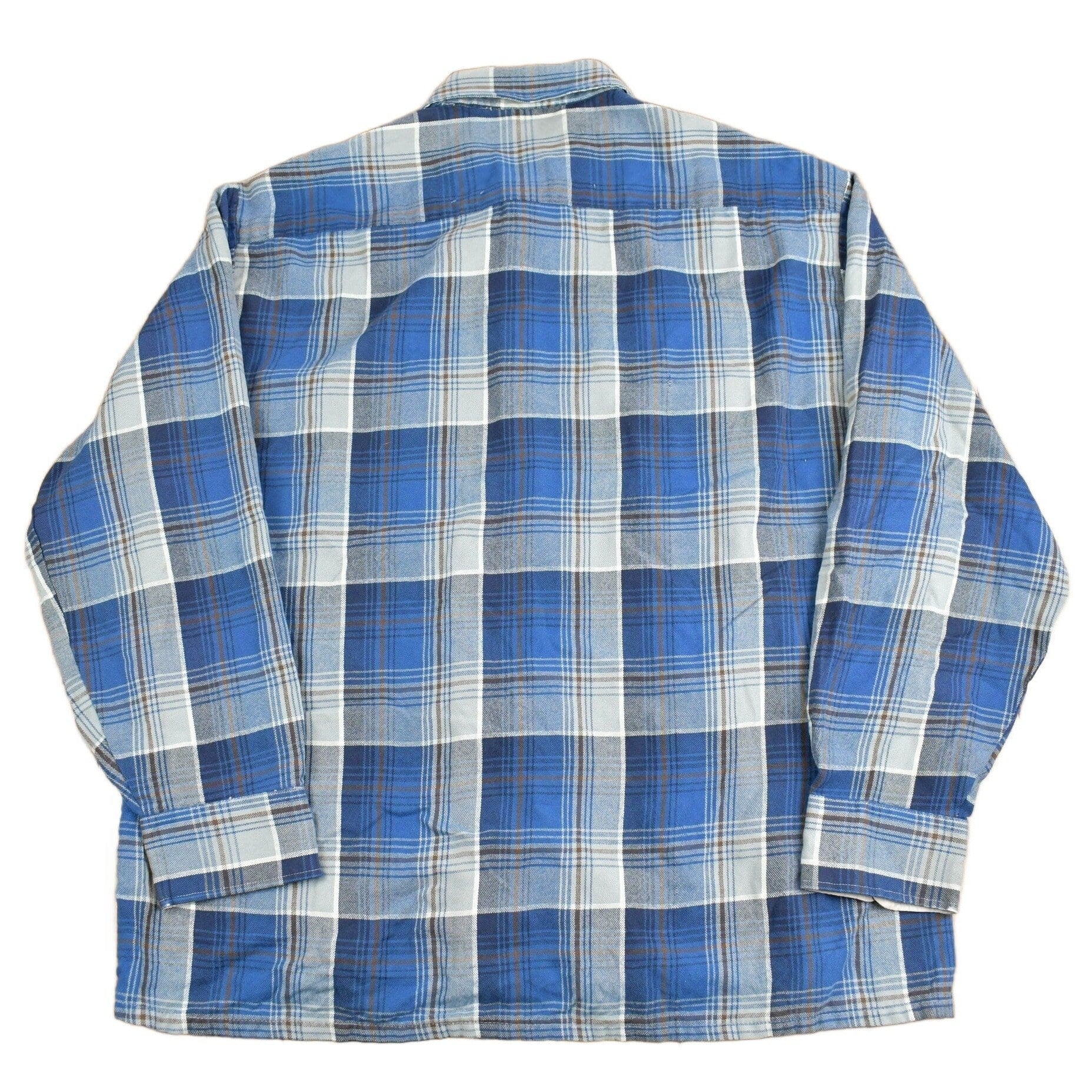 Vintage 1980s Back Packer Shadow Plaid Button Up Shirt Men's XL from propervintagecanada