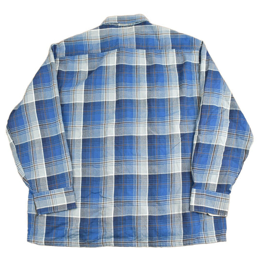 Vintage 1980s Back Packer Shadow Plaid Button Up Shirt Men's XL from propervintagecanada