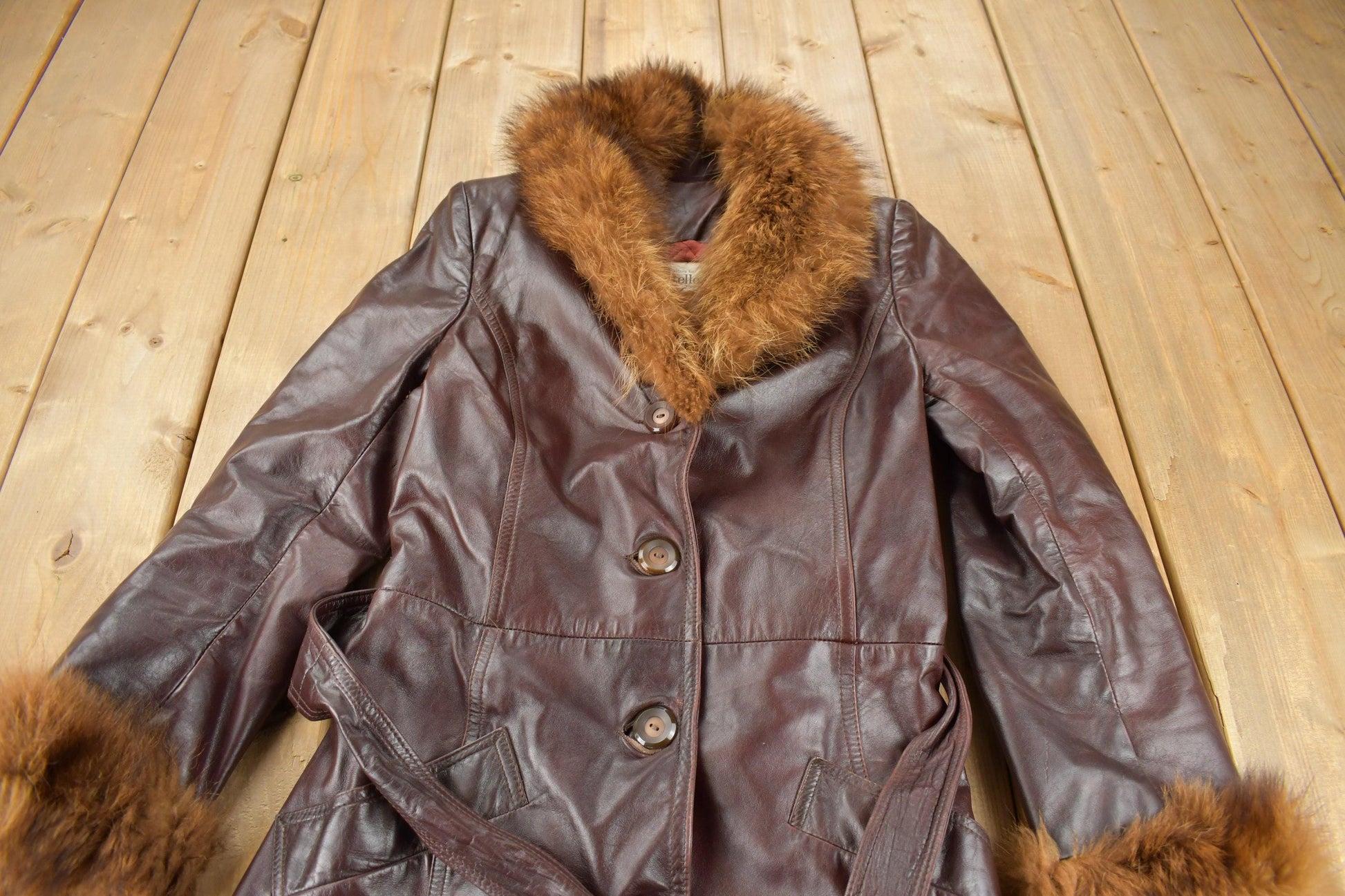 Vintage 1980s Bagatelle Women's Full Length Dark Red Leather Trench Coat Size 7 Made In Canada from propervintagecanada