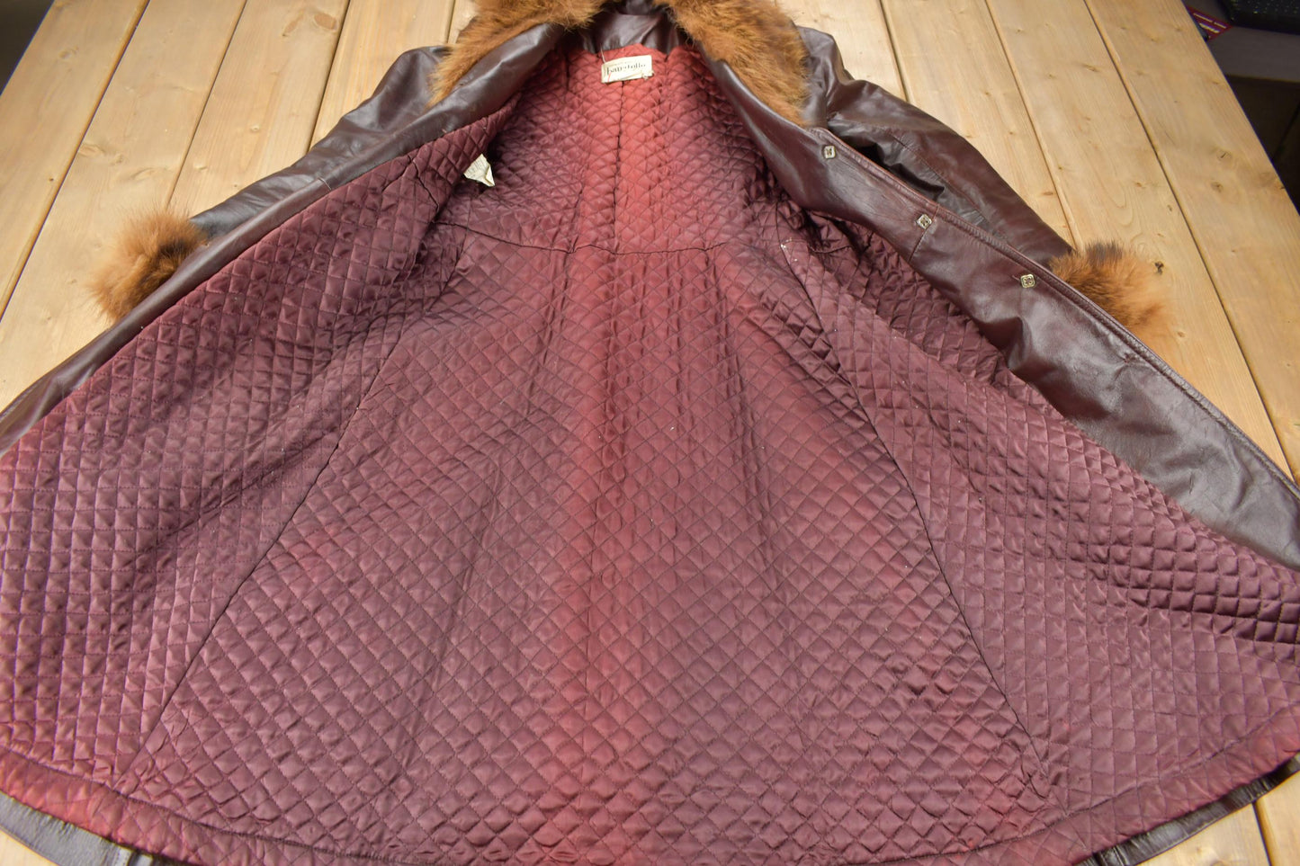 Vintage 1980s Bagatelle Women's Full Length Dark Red Leather Trench Coat Size 7 Made In Canada from propervintagecanada