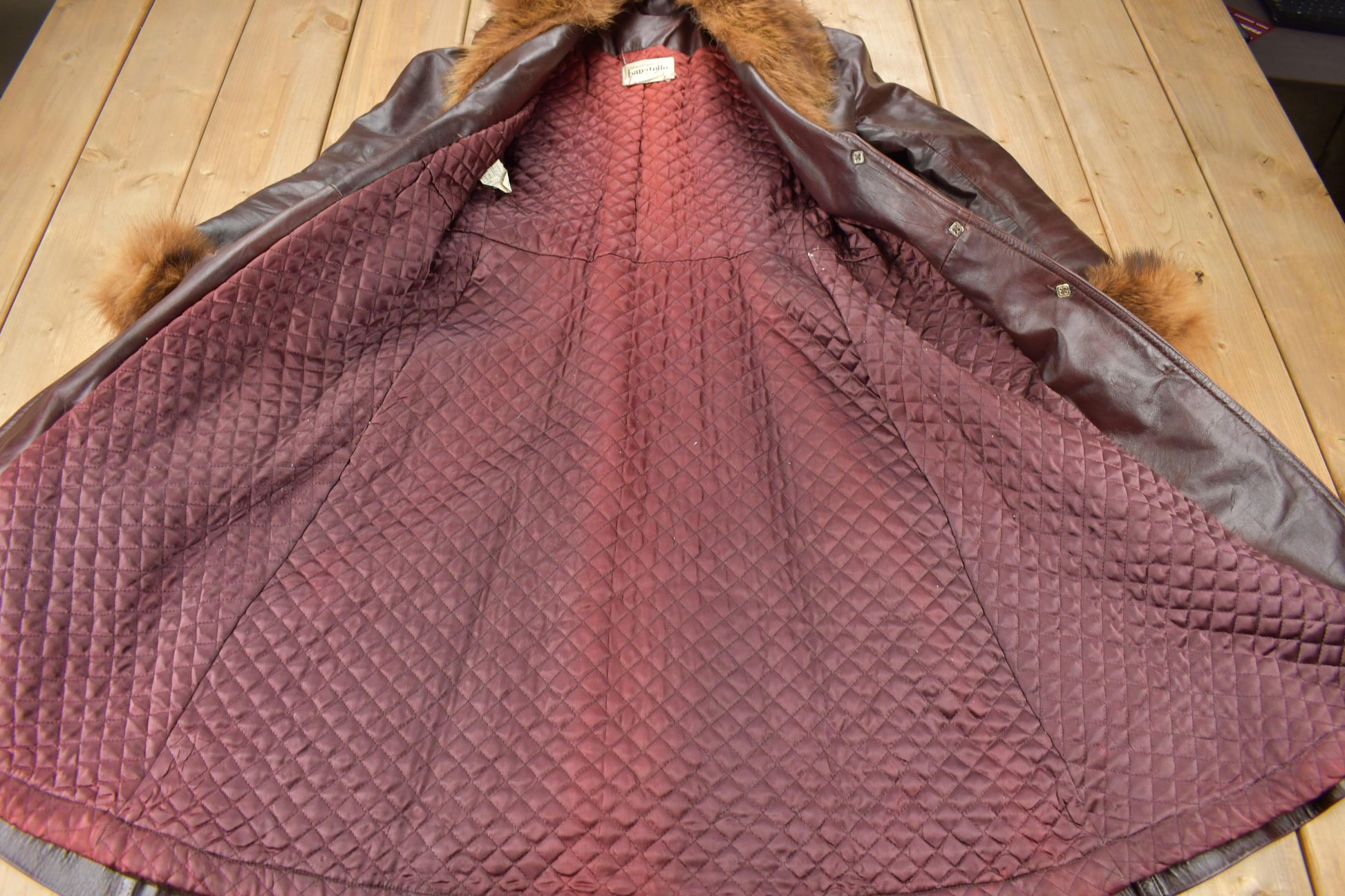 Vintage 1980s Bagatelle Women's Full Length Dark Red Leather Trench Coat Size 7 Made In Canada from propervintagecanada