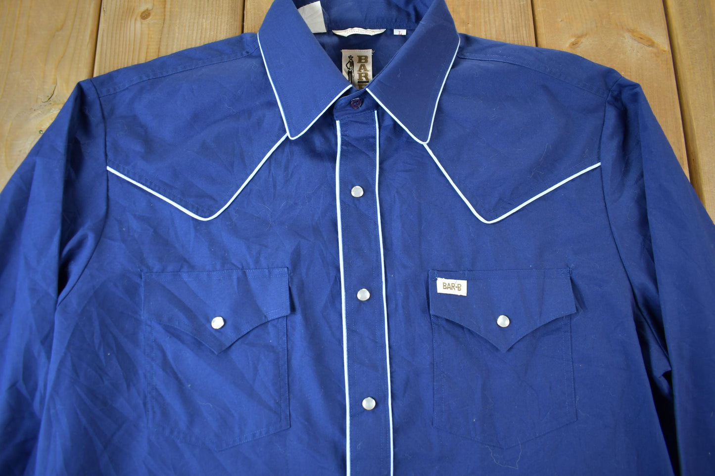 Vintage 1980s Barb Western Wear Long Tail Button Up Shirt Men's Large from propervintagecanada