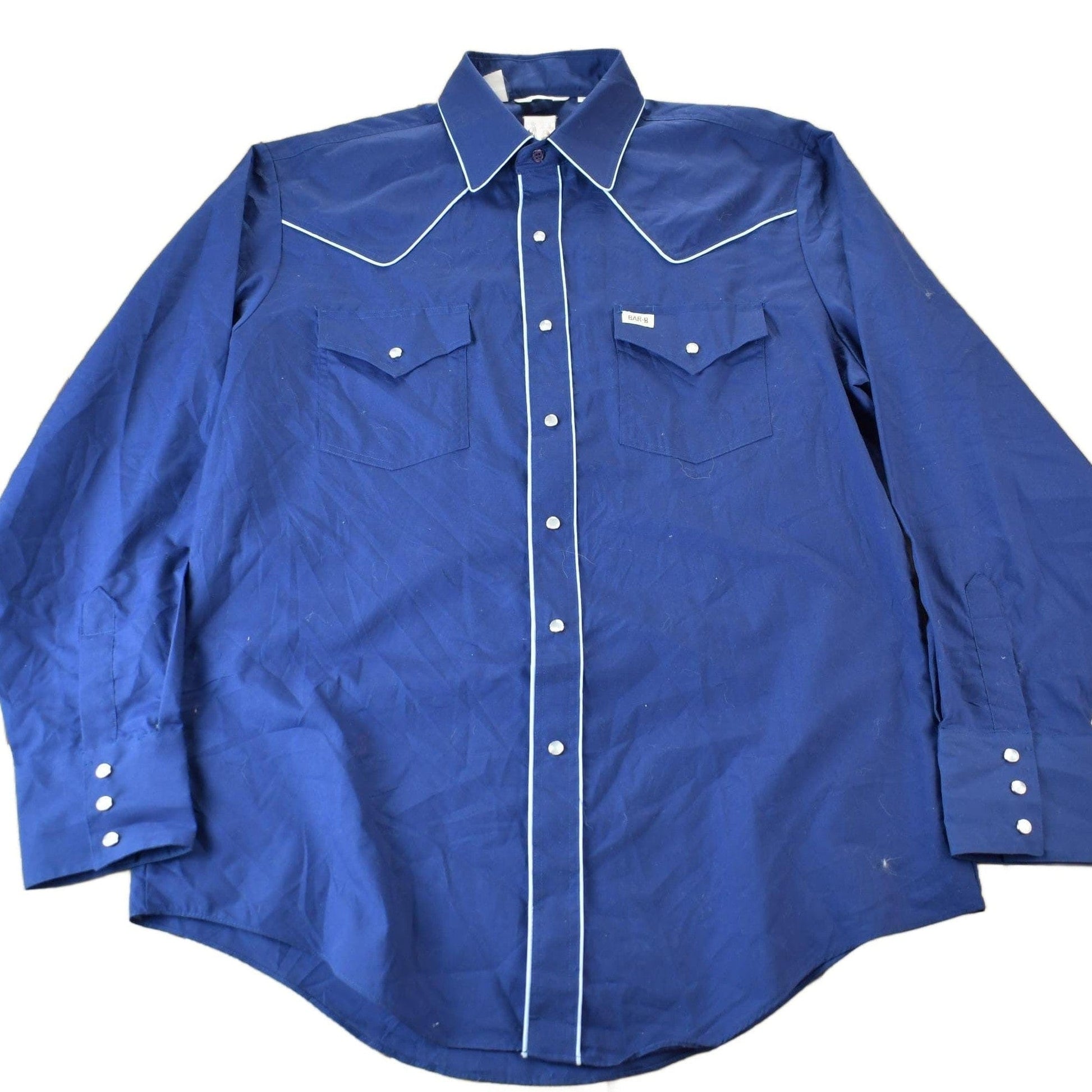 Vintage 1980s Barb Western Wear Long Tail Button Up Shirt Men's Large from propervintagecanada