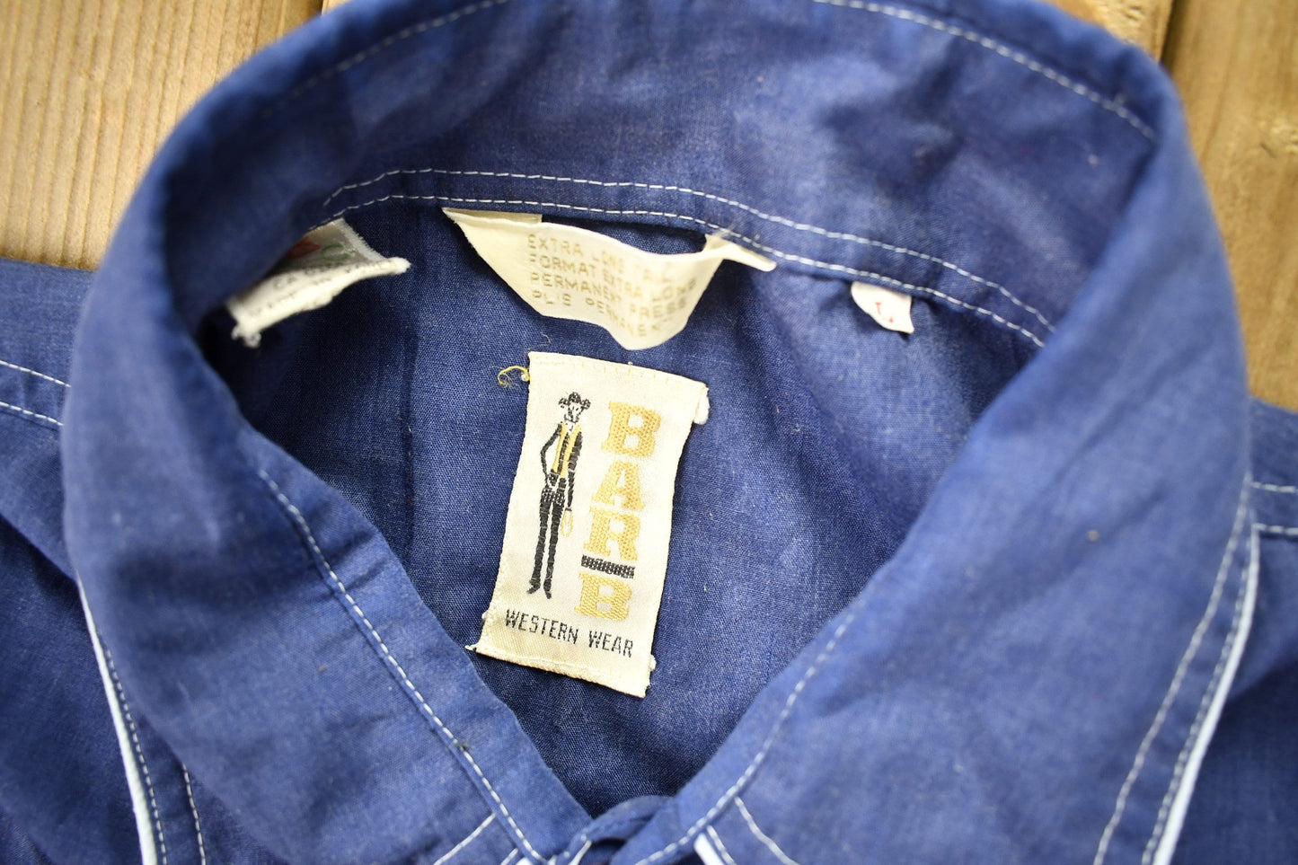 Vintage 1980s Barb Western Wear Long Tail Button Up Shirt Men's Large from propervintagecanada