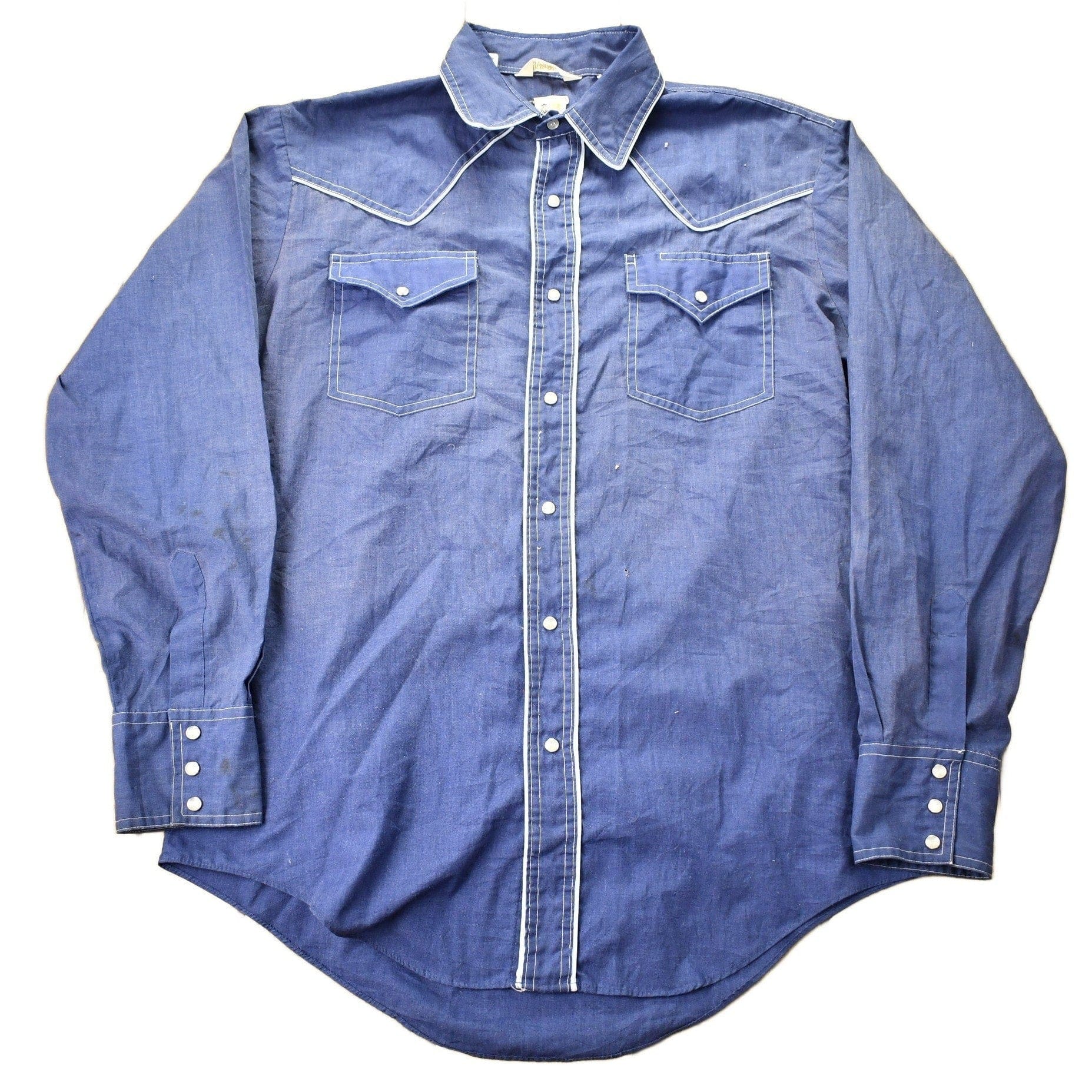 Vintage 1980s Barb Western Wear Long Tail Button Up Shirt Men's Large from propervintagecanada