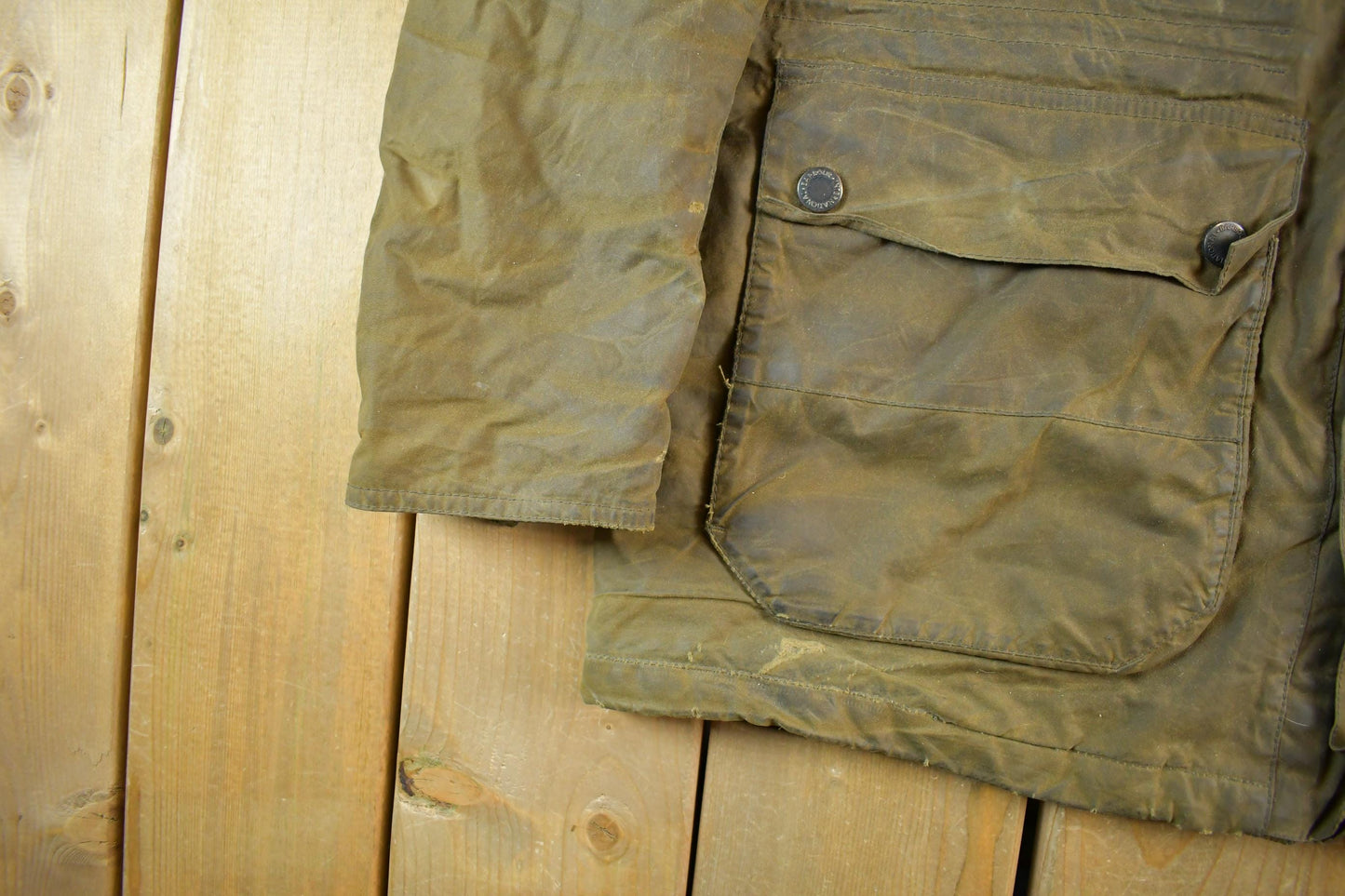 Vintage 1980s Barbour Wax Jacket Men's Large from propervintagecanada