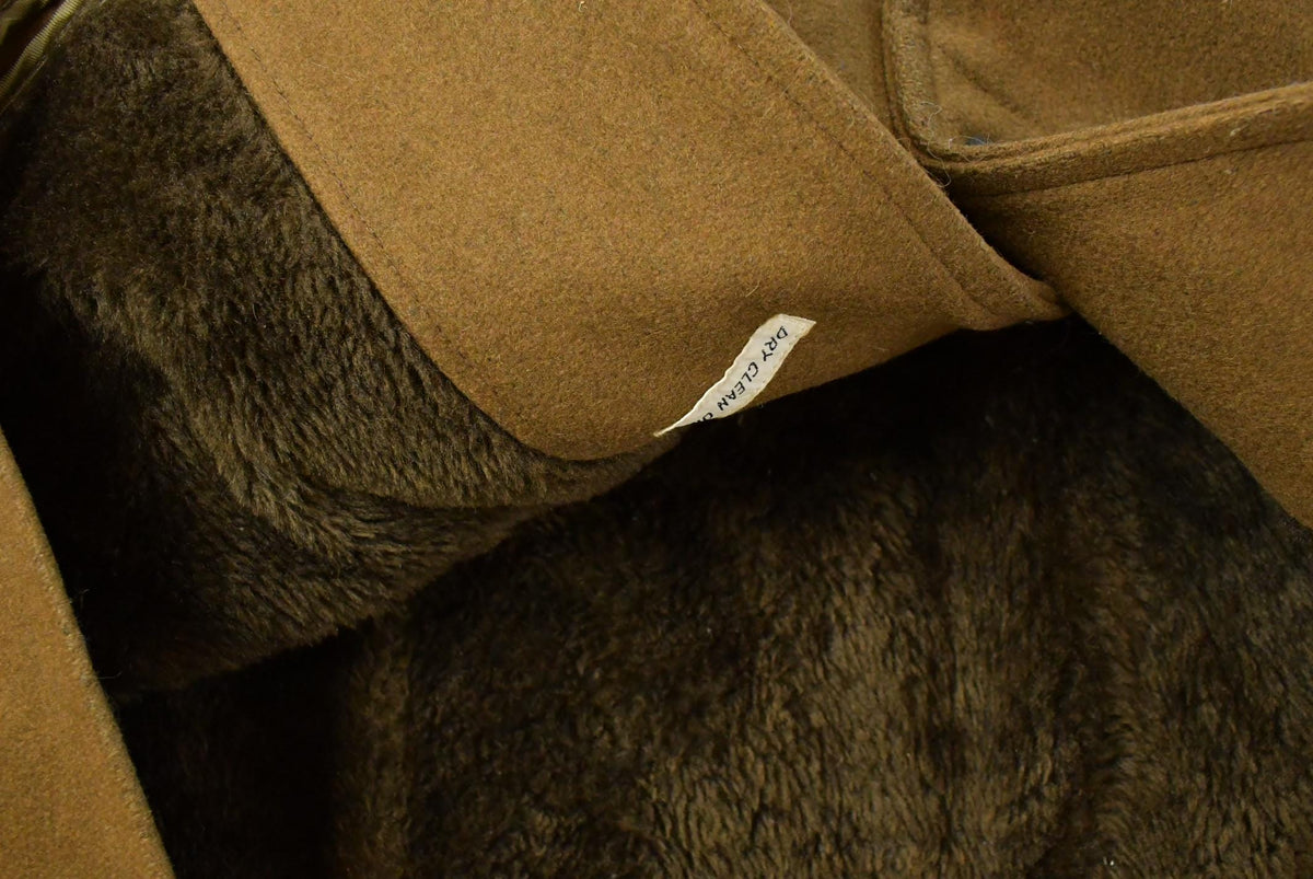 Vintage 1980s Barometer Faux Fur Collar Wool Coat Men's 46 from propervintagecanada