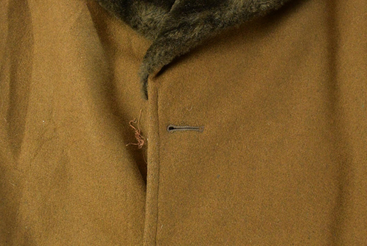 Vintage 1980s Barometer Faux Fur Collar Wool Coat Men's 46 from propervintagecanada
