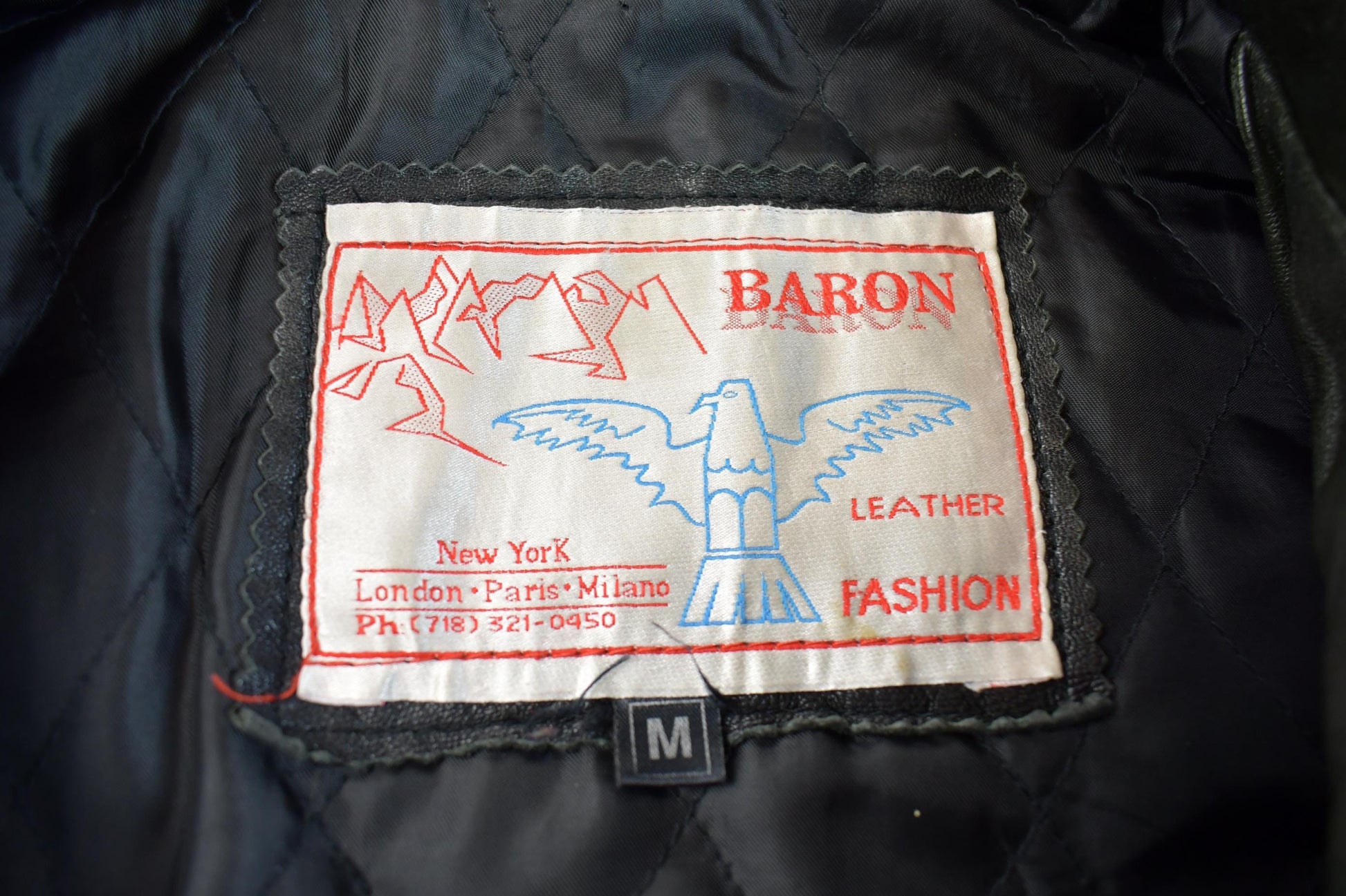 Vintage 1980s Baron New York Distressed Genuine Leather Jacket Made In USA Men's XL from propervintagecanada