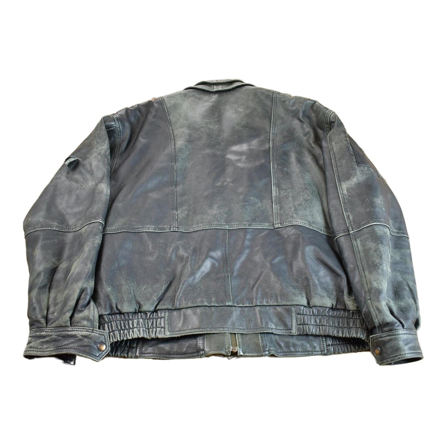 Vintage 1980s Baron New York Distressed Genuine Leather Jacket Made In USA Men's XL from propervintagecanada