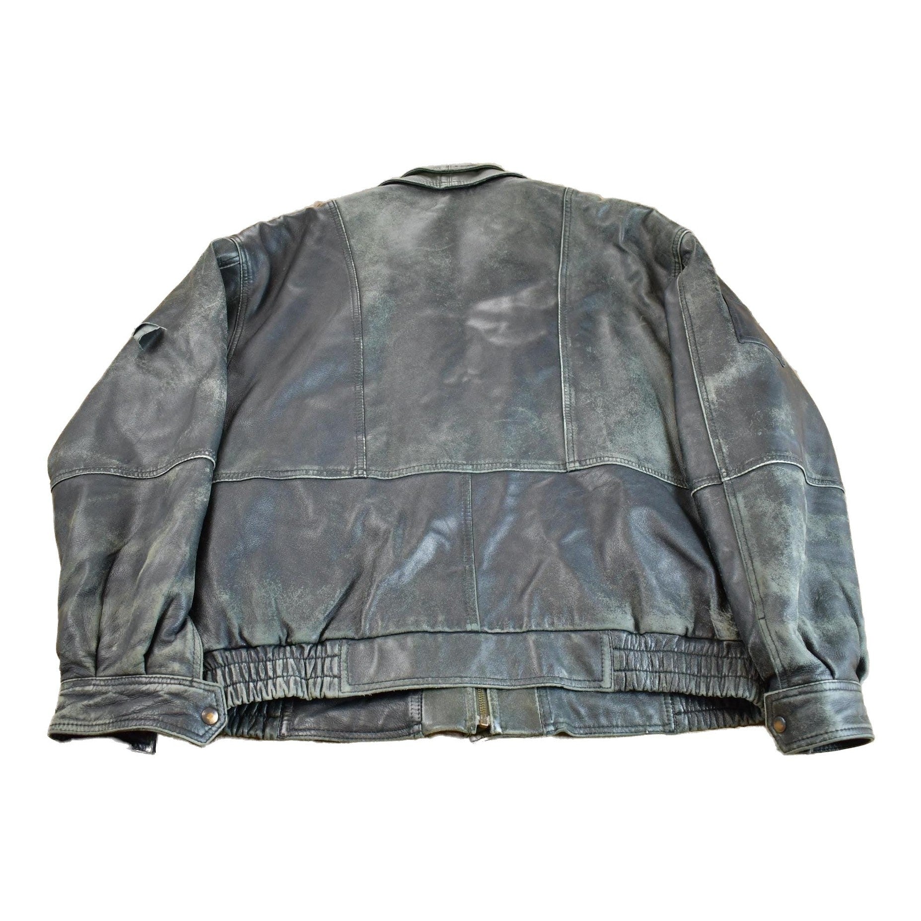 Vintage 1980s Baron New York Distressed Genuine Leather Jacket Made In USA Men's XL from propervintagecanada