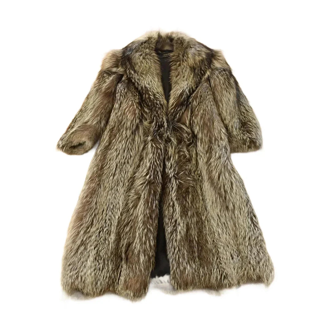 Vintage 1980s Barry Mamot Cherry Hill Silver Fox Fur Coat Adult Medium Men's Medium from propervintagecanada