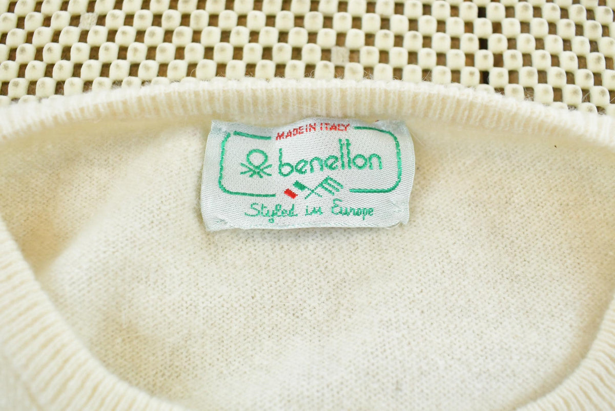 Vintage 1980s Benetton Knit Abstract Pattern Cardigan Sweater Women's M from propervintagecanada
