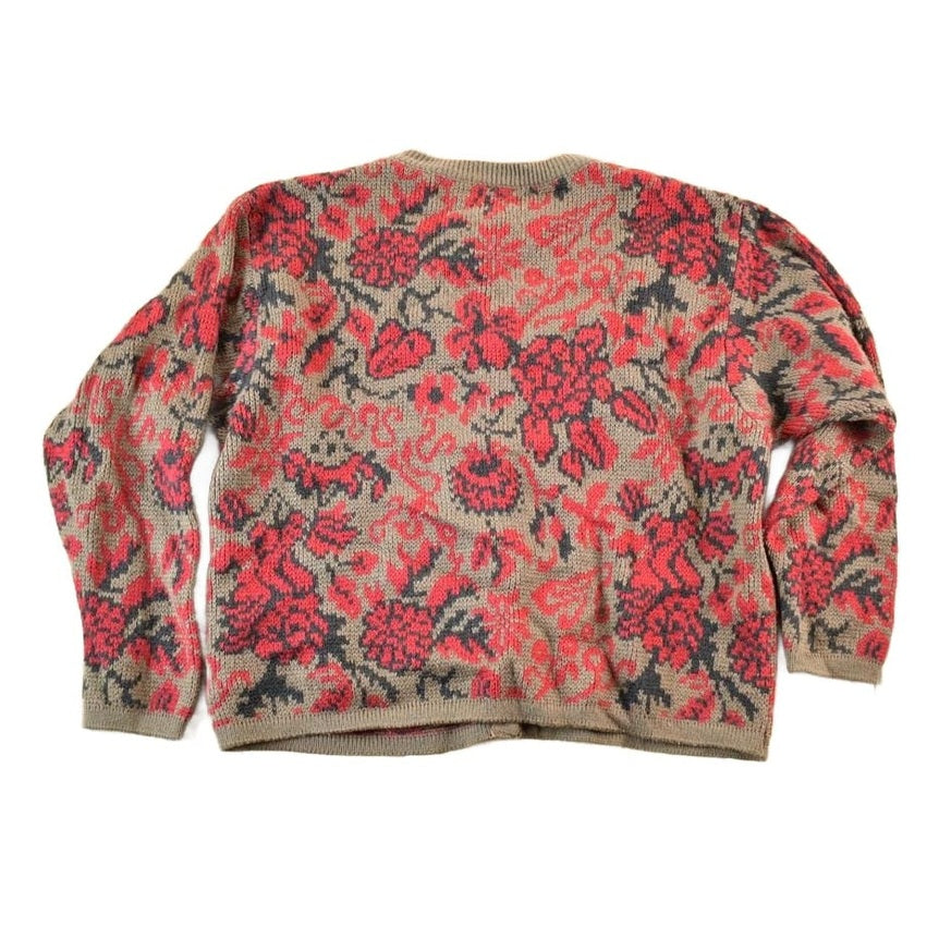 Vintage 1980s Benetton Knit Abstract Pattern Cardigan Sweater Womens M from propervintagecanada