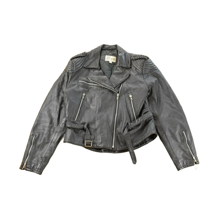 Vintage 1980s Berman's The Leather Experts Biker Leather Jacket Women's Small from propervintagecanada
