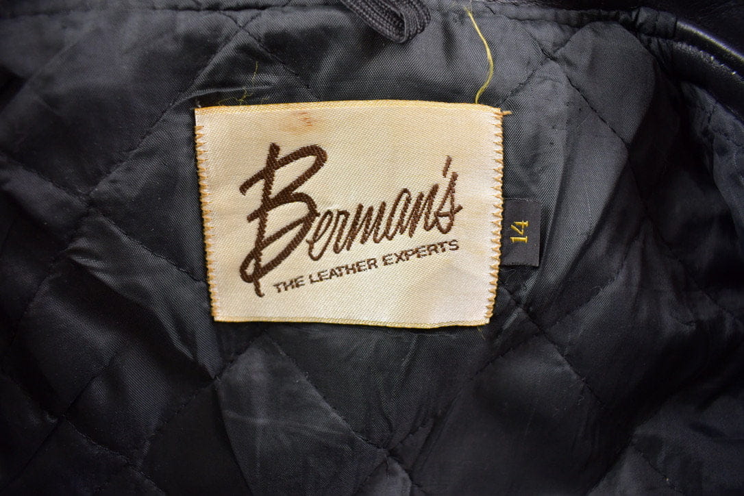 Vintage 1980s Berman's The Leather Experts Leather Jacket Size 14 from propervintagecanada