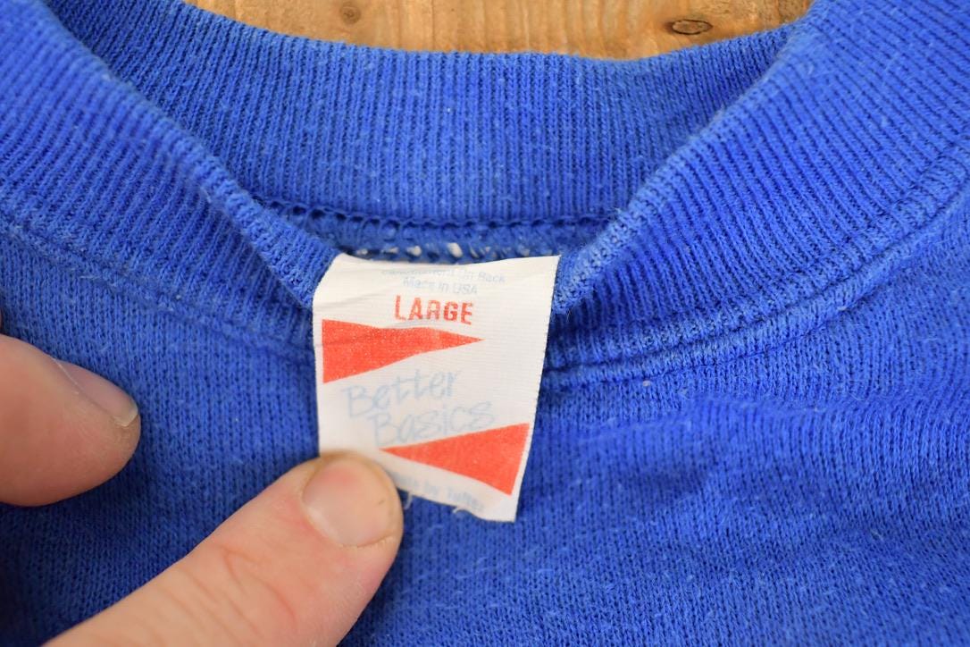 Vintage 1980s Better Basics CLP Embroidered Letters Crewneck Sweatshirt Men's M from propervintagecanada