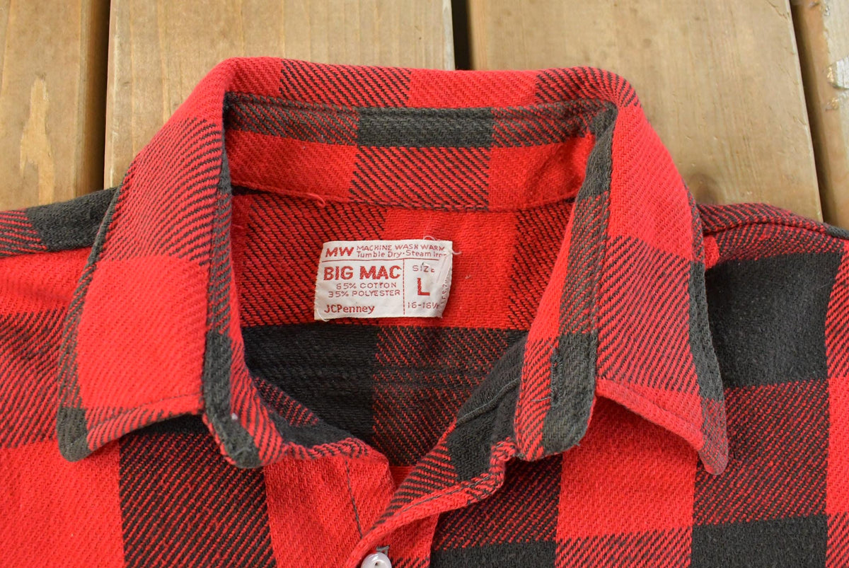 Vintage 1980s Big Mac JC Penney Buffalo Plaid Button Up Shirt Men's L from propervintagecanada