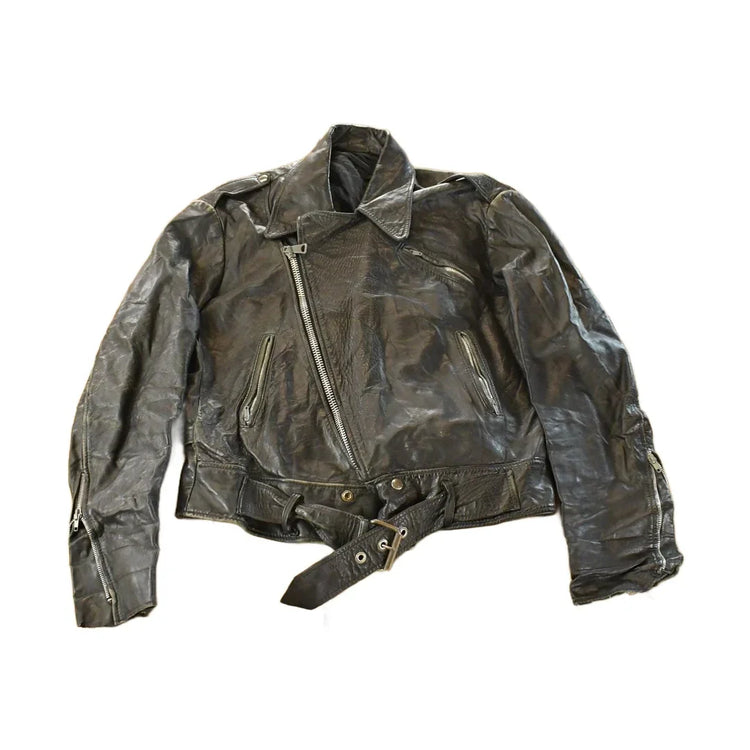 Vintage 1980s Biker Motorcycle Leather Jacket Men's Medium from propervintagecanada