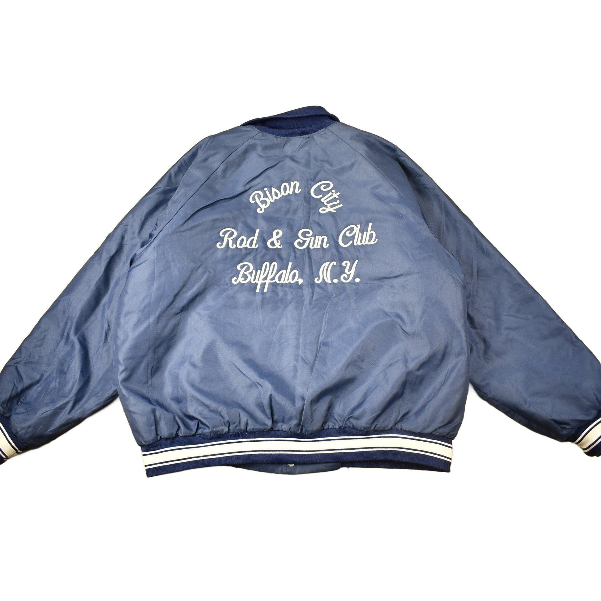 Vintage 1980s Bison City Rod & Gun Club Buffalo NY Satin Jacket Men's 2XL from propervintagecanada
