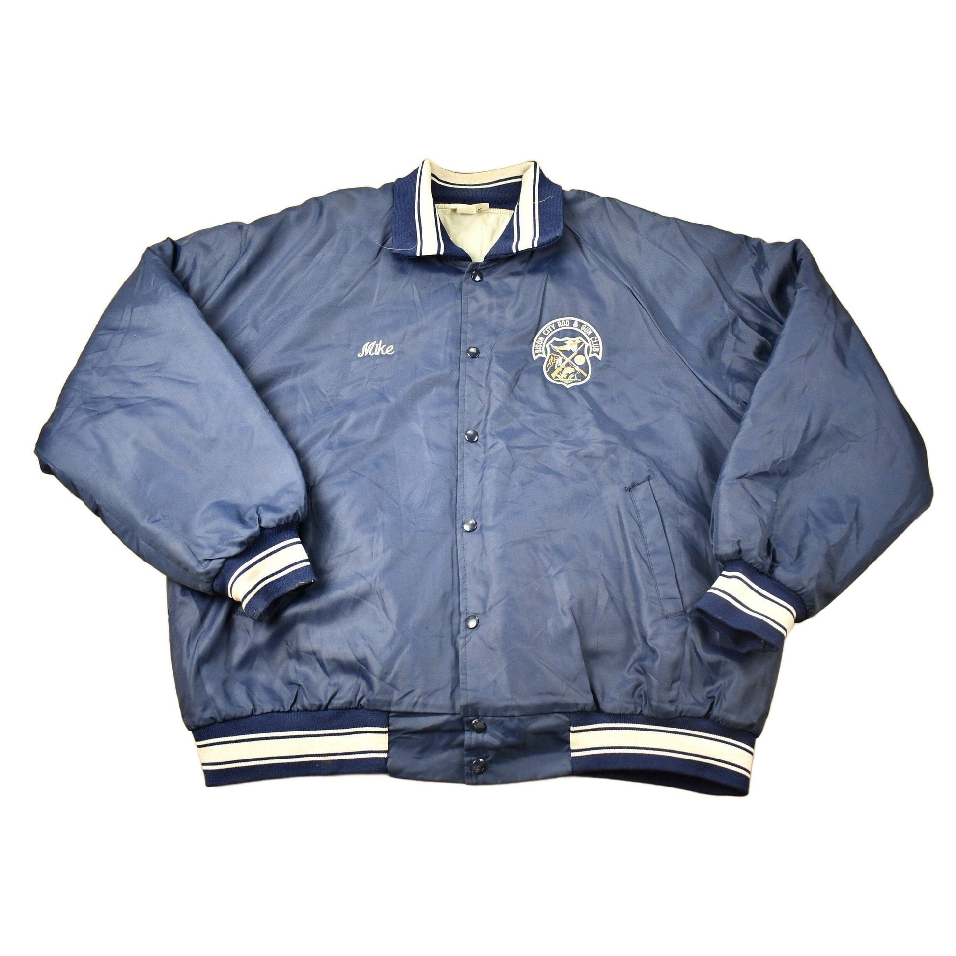 Vintage 1980s Bison City Rod & Gun Club Buffalo NY Satin Jacket Men's 2XL from propervintagecanada