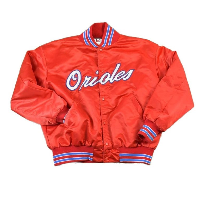 Vintage 1980s BK JB Baltimore Orioles Satin Snap Button MLB Baseball Jacket Men's XL from propervintagecanada