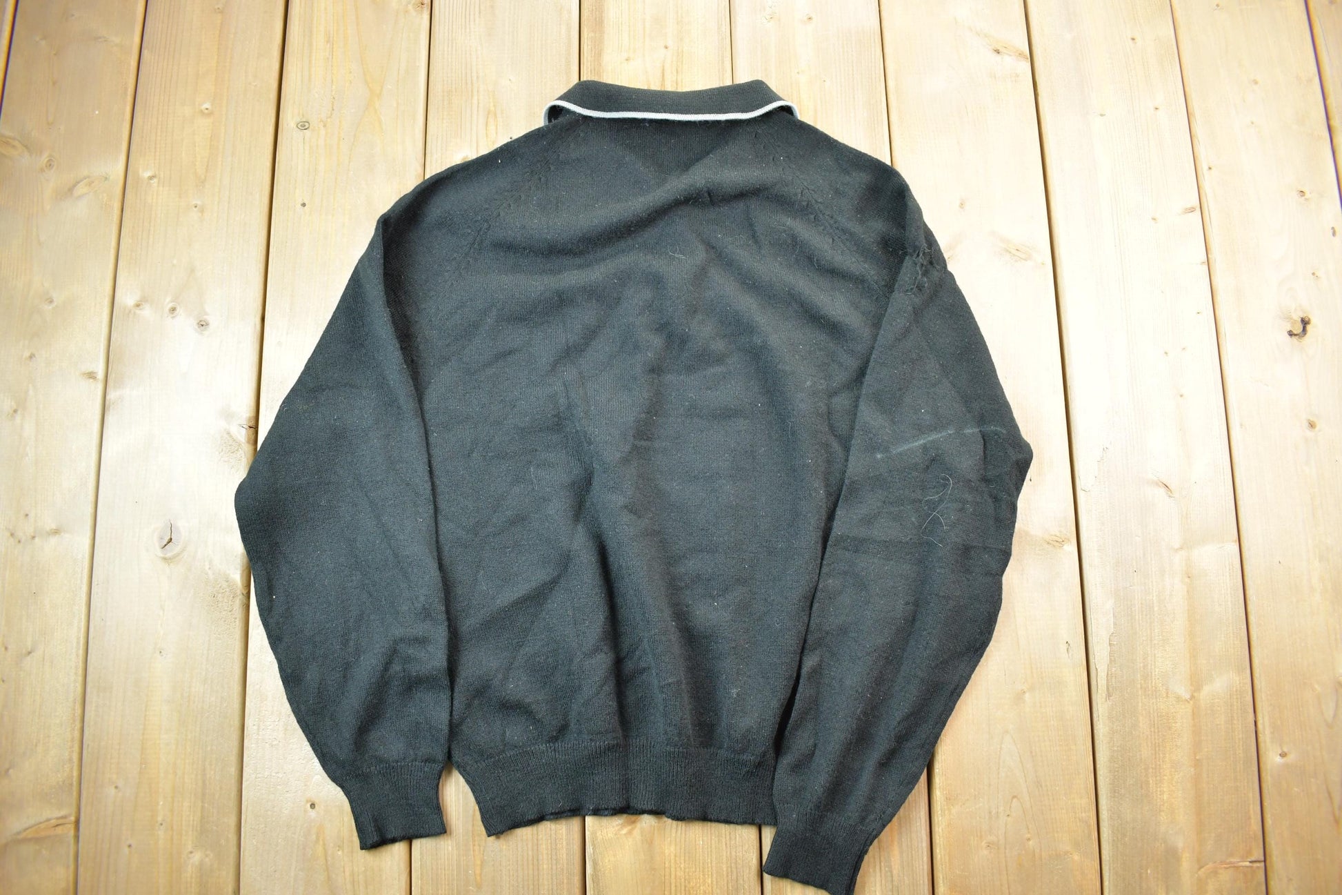 Vintage 1980s Black 3 Button Striped Pocket Collared Shirt Men's Small from propervintagecanada