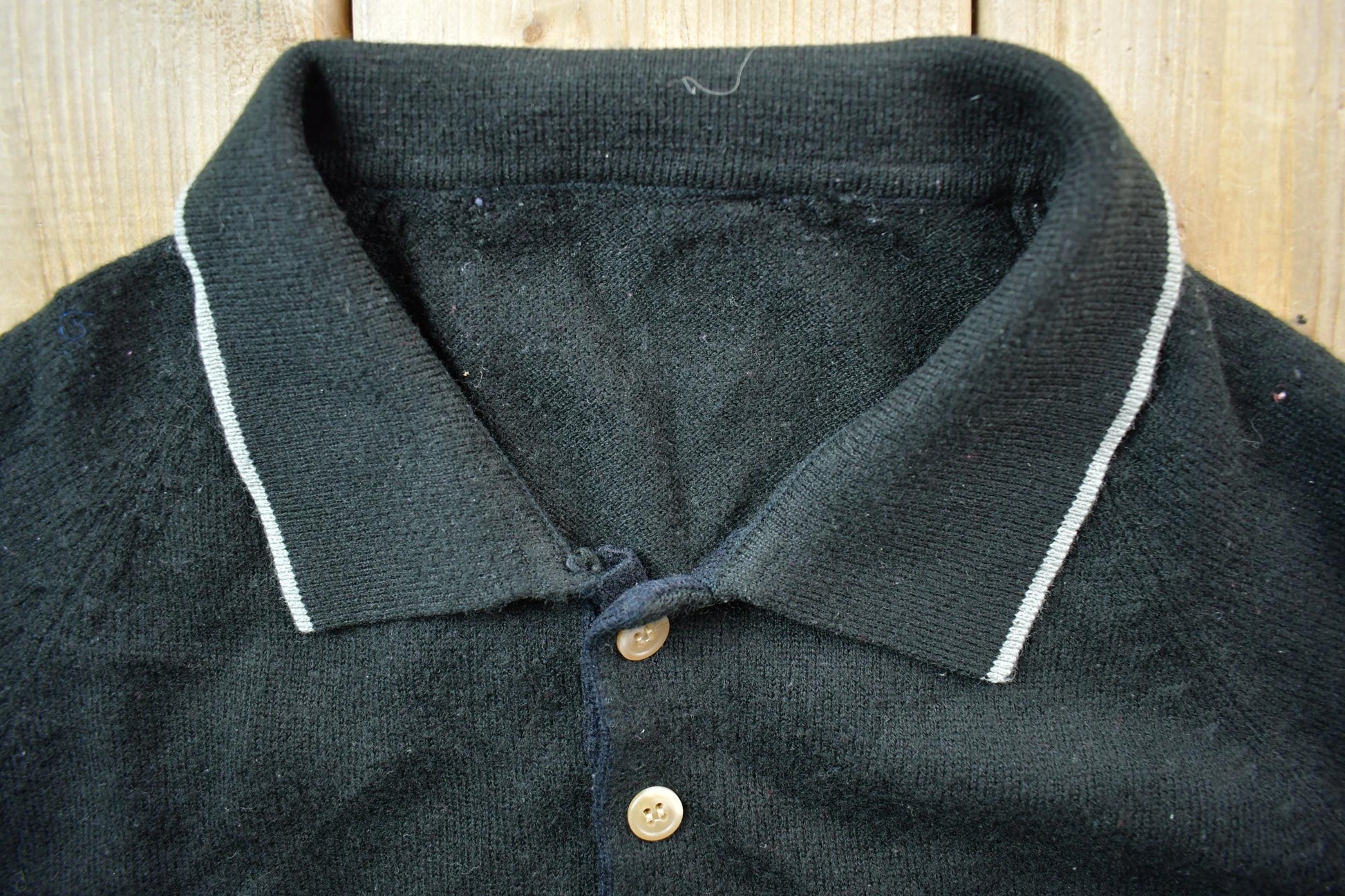 Vintage 1980s Black 3 Button Striped Pocket Collared Shirt Men's Small from propervintagecanada