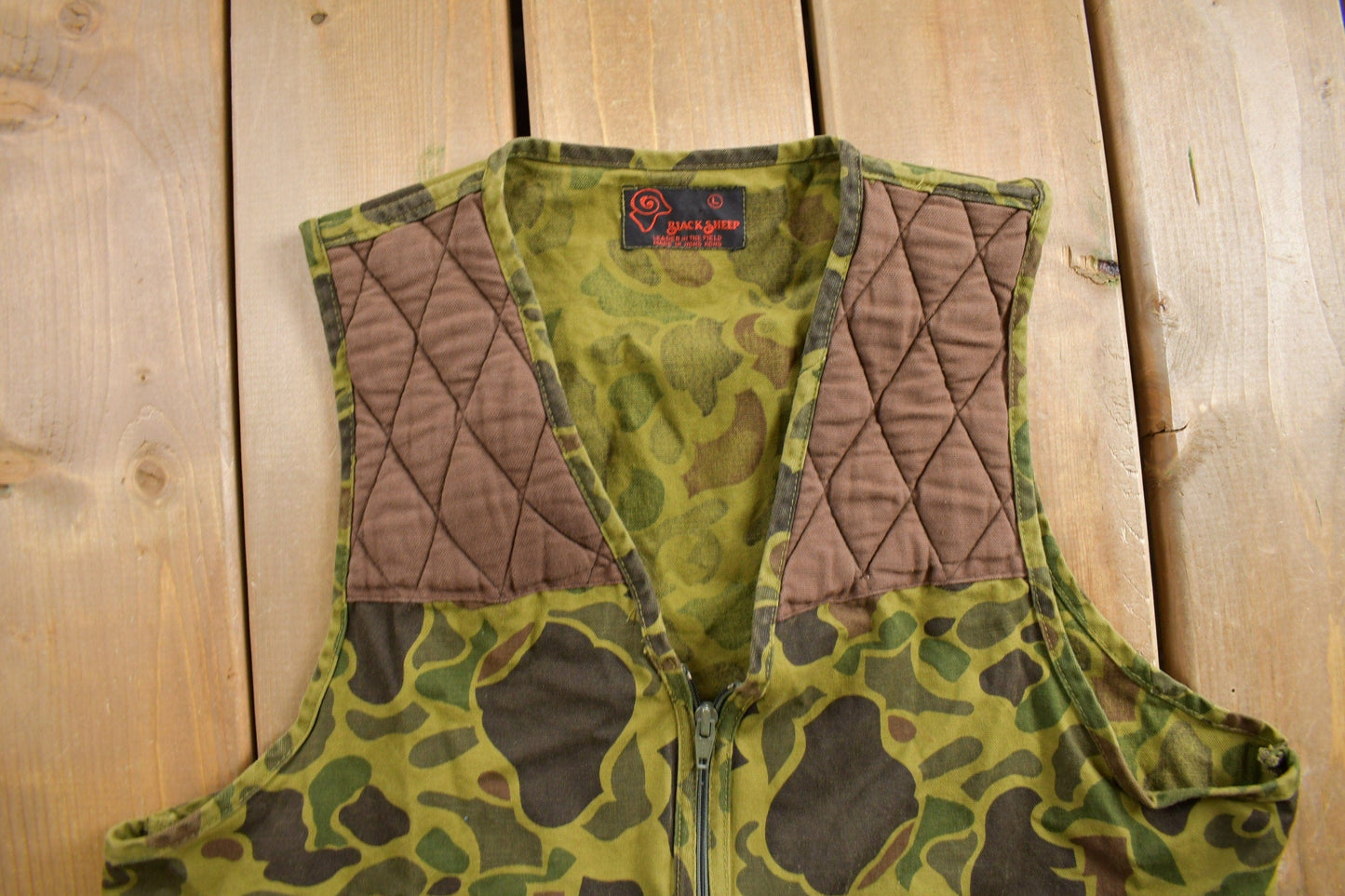 Vintage 1980s Black Sheep Duck Camo Hunting Vest Men's Medium from propervintagecanada