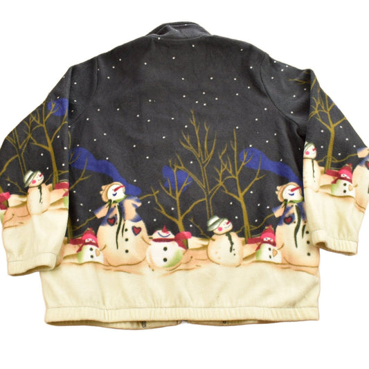 Vintage 1980s Blair All Over Print Snowman Fleece Sweater Men's Large from propervintagecanada