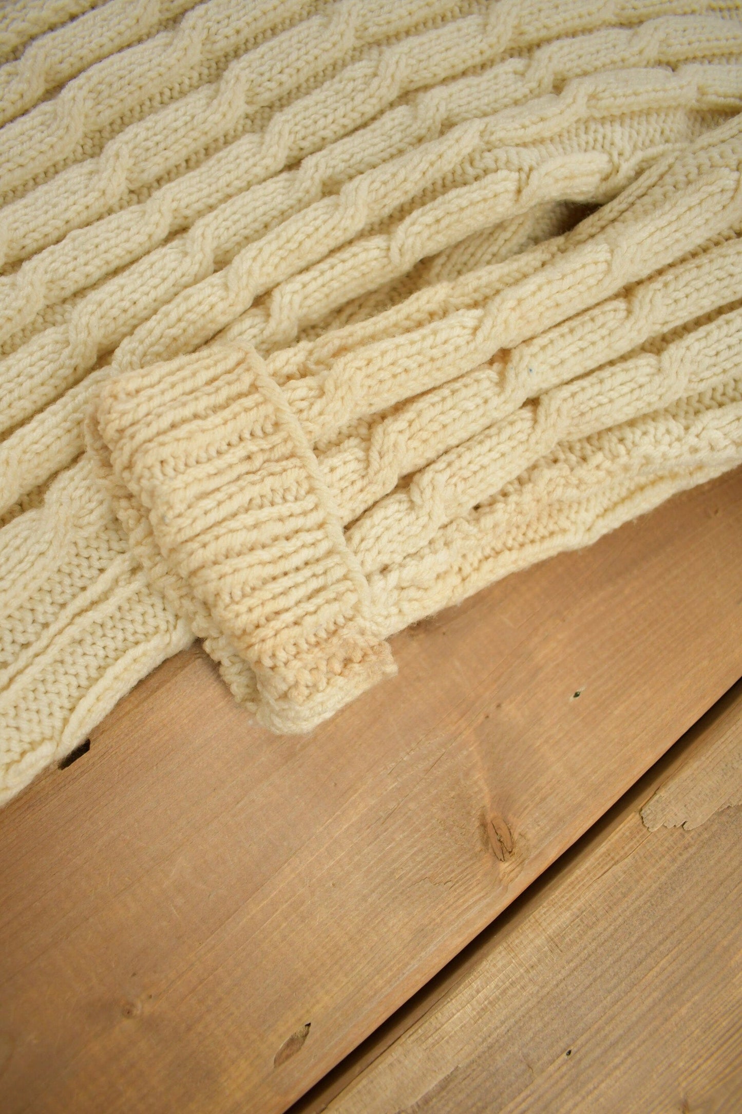 Vintage 1980s Blank 100% Wool Cable Knit Cardigan Sweater Men's Large from propervintagecanada