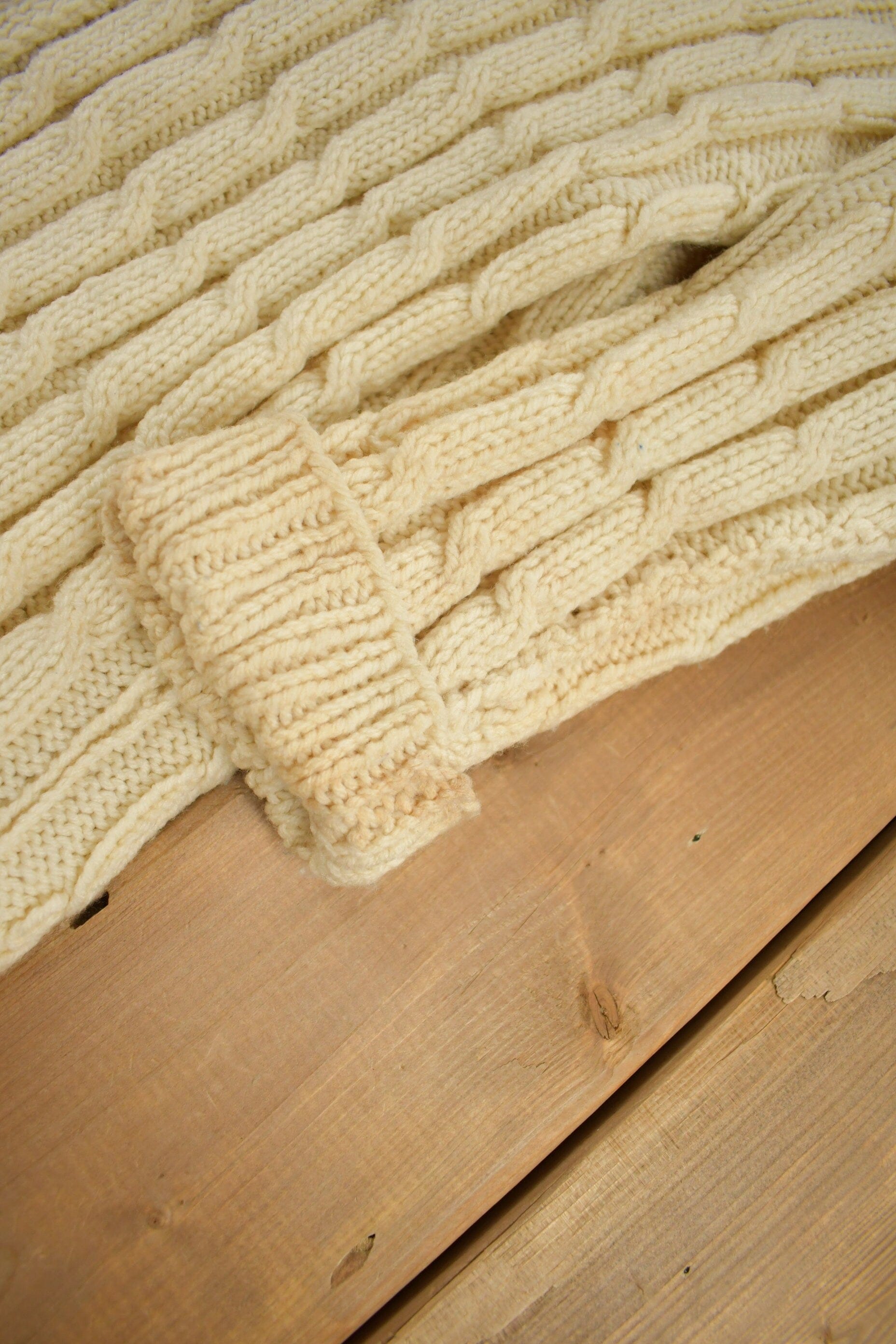 Vintage 1980s Blank 100% Wool Cable Knit Cardigan Sweater Men's Large from propervintagecanada