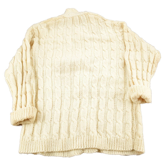 Vintage 1980s Blank 100% Wool Cable Knit Cardigan Sweater Men's Large from propervintagecanada