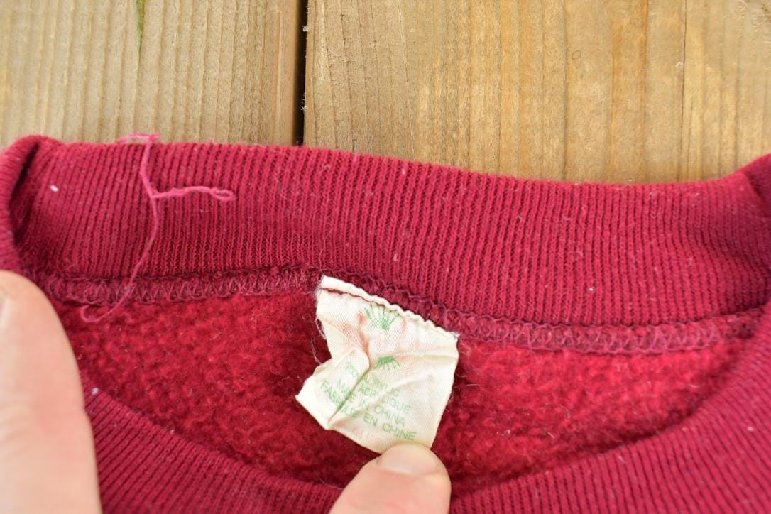 Vintage 1980s Blank Burgundy Crew Neck Sweatshirt Men's Large from propervintagecanada